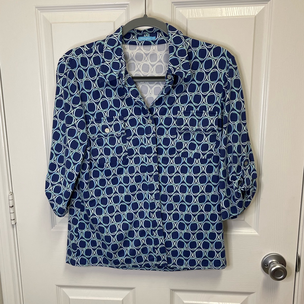 J. Mclaughlin Blue Pattern Button Down